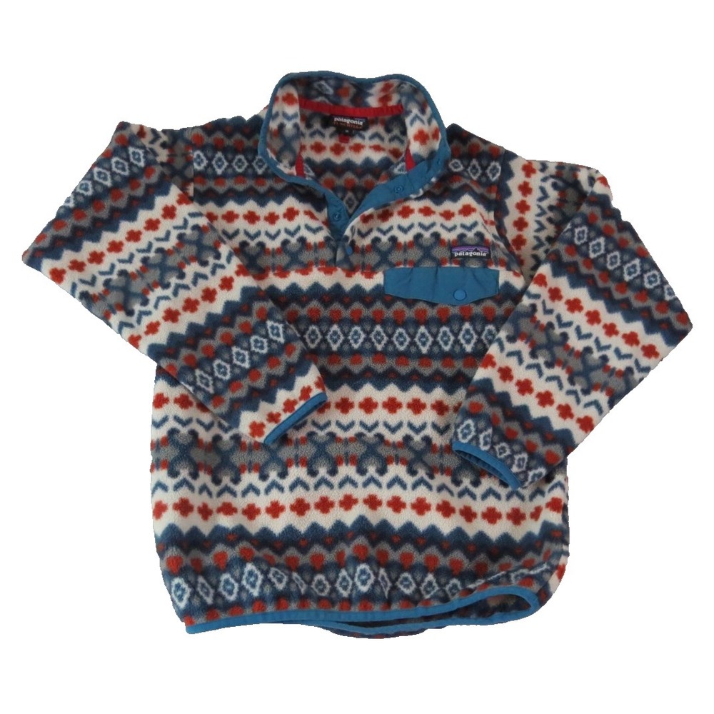 Patagonia Synchilla Snap-T Pullover Aztec Fair Isle Fleece Sweater Men's Size XS